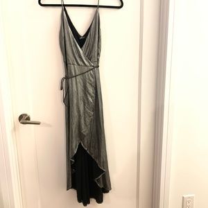 Shimmery silver wrap dress